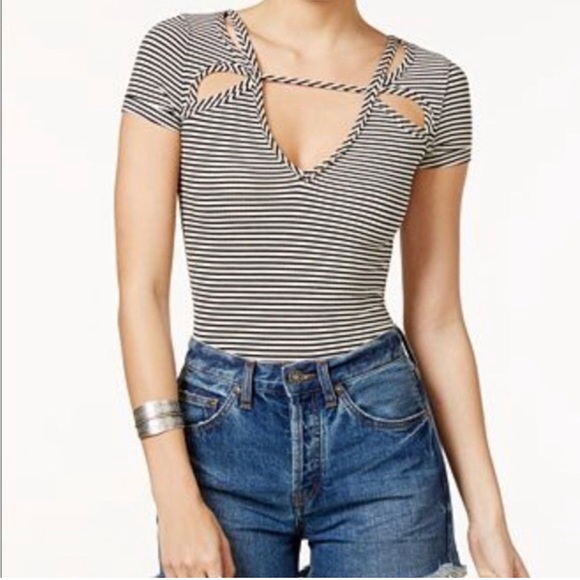 Free People Frenchie Tee Cream/Black Size M - Picture 1 of 6